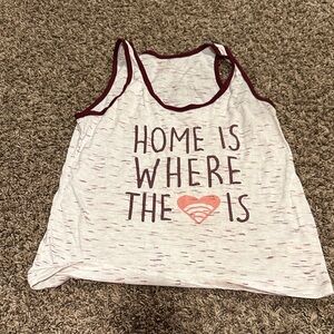 Women's White and Red Graphic Tank Top